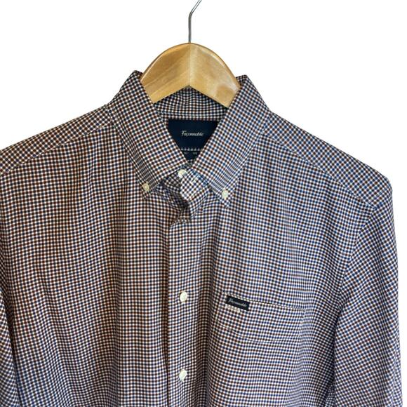 Facconable Classique Houndstooth Plaid Short Sleeve Button Down Shirt Men's M - Picture 2 of 11
